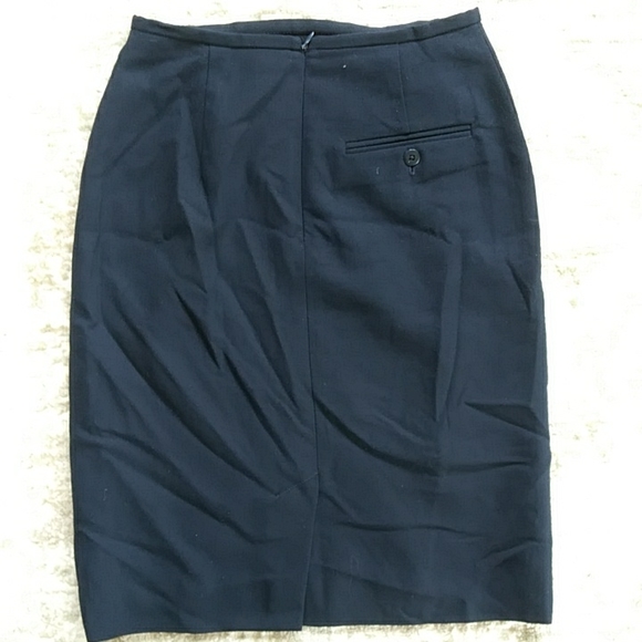 Lauren Ralph Lauren 100% Worsted Wool Lined Skirt Navy Blue Size 2 Petite - Picture 7 of 9